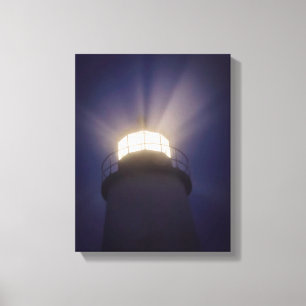 Lienzo Faro de Pemaquid en la noche