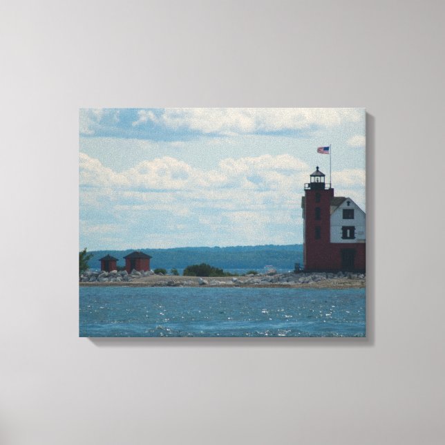Lienzo Faro de Round Island, isla Mackinac, Michigan (Anverso)