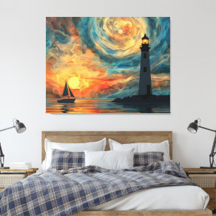 Lienzo Faro de sol de pintura al óleo