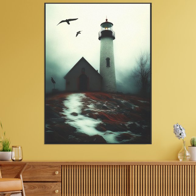 Lienzo "Faro de soledad en niebla" (Insitu (Sala de estar))