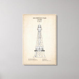 Lienzo Faro de Southwest Pass - Luisiana - SBD