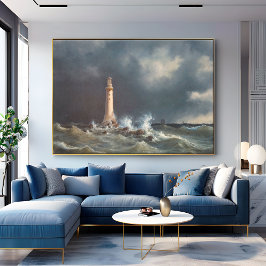 Lienzo Faro de Stormy de época Dramática Costa
