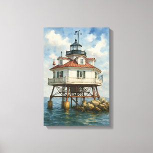 Lienzo Faro de Thomas Point Shoal Acuarela