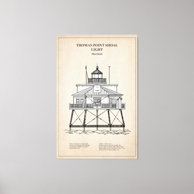 Lienzo Faro de Thomas Point Shoal - Maryland - SBD (Anverso)