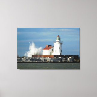 Lienzo Faro del lago Erie con imagen de tela ondulada