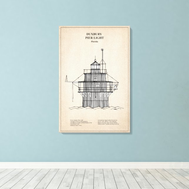 Lienzo Faro Duxbury Pier Light - Massachusetts -SBD (Insitu (piso de madera))