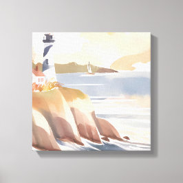 Lienzo Faro en la orilla | Océano acuático