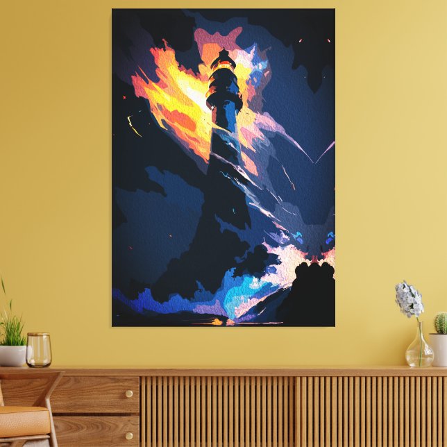 Lienzo Faro etéreo - Dramático paisaje marino (Insitu (Sala de estar))