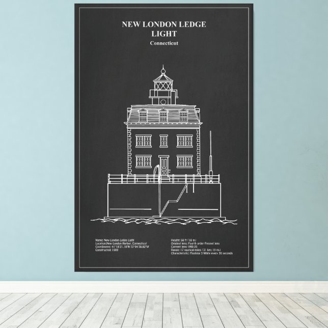 Lienzo Faro New London Ledge - Connecticut – PD (Insitu (piso de madera))
