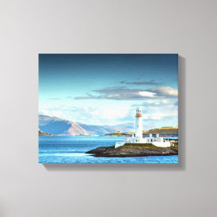 Lienzo Faro panorámico escocés con vistas al puerto Oban