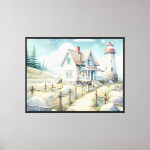 Lienzo Faro Pastel Soñador junto al Mar