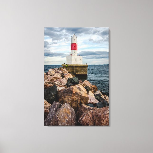 Lienzo Faro Presque Isle Harbour Breakwater (Anverso)