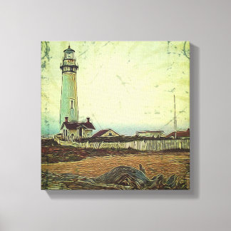 Lienzo faro vintage de pintura al óleo marino