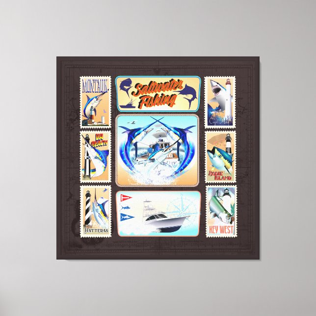 Lienzo Faros de pesca de agua salada (Anverso)