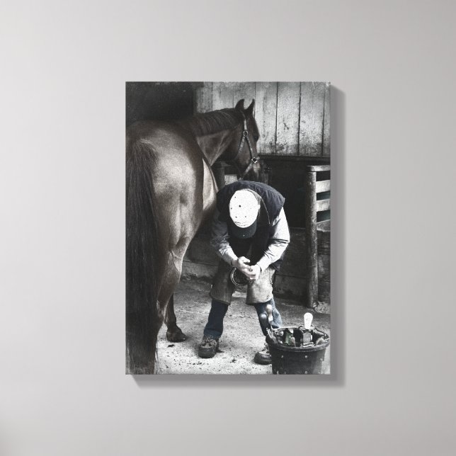 Lienzo Farrier en el trabajo - Daguerrotipo desaturado (Anverso)