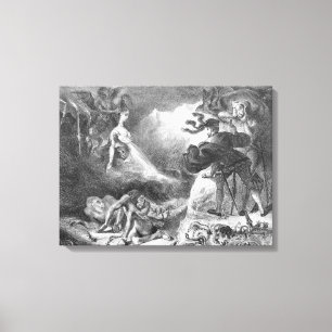 Lienzo Fausto y ephistófeles en las brujas