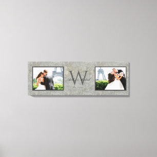 Lienzo Faux Concrete 2 Photo Monogramed Boda Keepsake