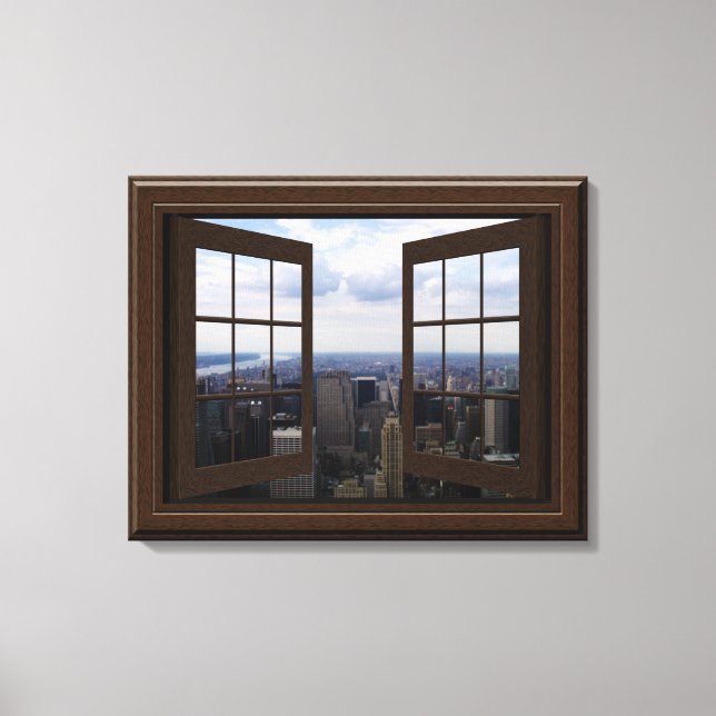 Lienzo Faux Ventana Ver Empire State Building NYC Canvas (Anverso)