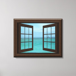 Lienzo Faux Window View Aquamarine Ocean Scene Tranquil