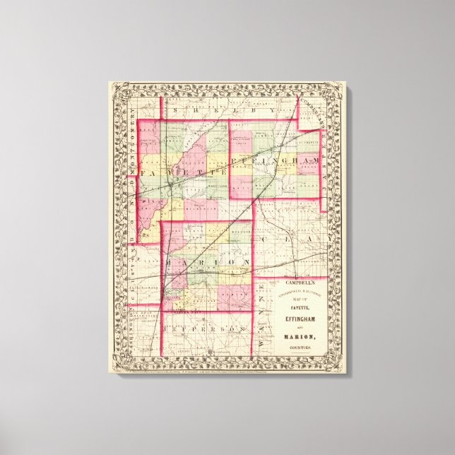 Lienzo Fayette, Effingham, Marion, condados (Anverso)