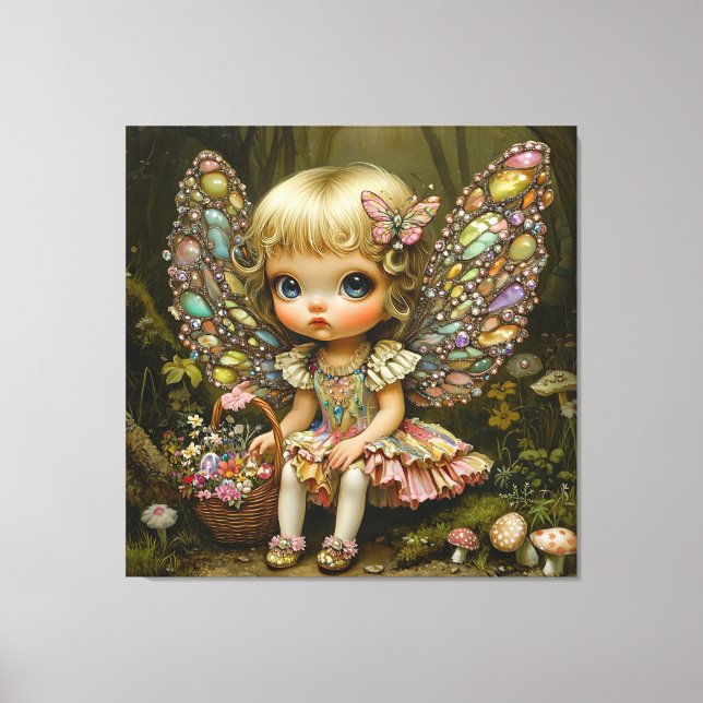 Lienzo Fe linda con las alas de las joyas (Anverso)