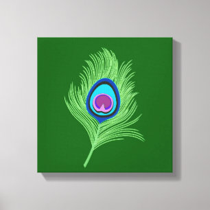 Lienzo Feather and Blue Peacock sobre el verde esmeralda