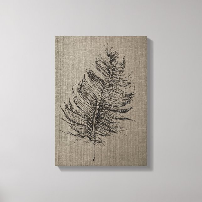Lienzo Feather no. 1 Taupe Canvas Wall Art (Anverso)