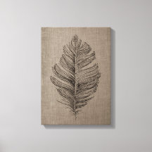 Feather no. 2 Taupe Canvas Wall Art