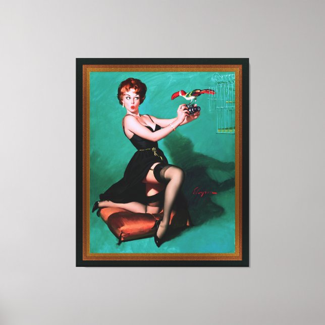 Lienzo Feathers escurridas por Gil Elvgren (Anverso)