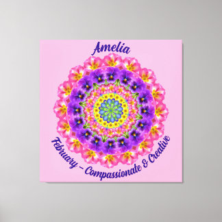 Lienzo Febrero Flor de Nacimiento Personalizada Mandala Z