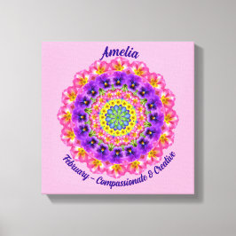 Lienzo Febrero Flor de Nacimiento Personalizada Mandala Z