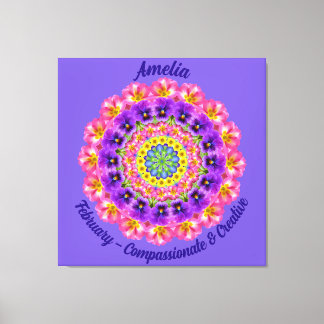 Lienzo Febrero Flor de Nacimiento Personalizada Mandala Z