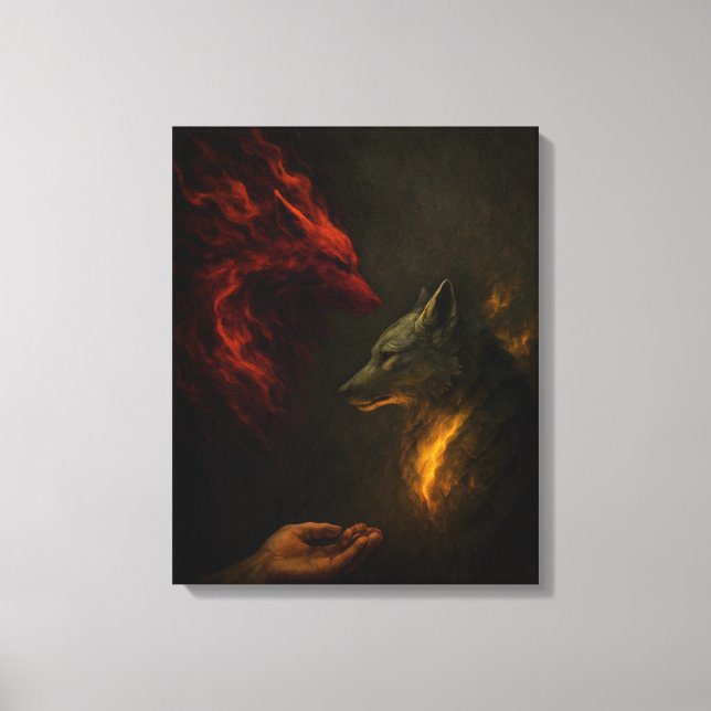 Lienzo Feed the Right Wolf – Symbolic Canvas Art (Anverso)
