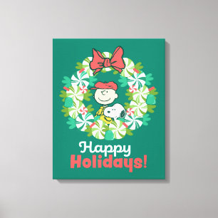 Lienzo Felices fiestas   Candy Wreath de menta