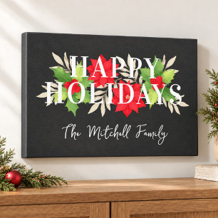 Lienzo Felices Fiestas Familia Gray Holly Apellido Navida