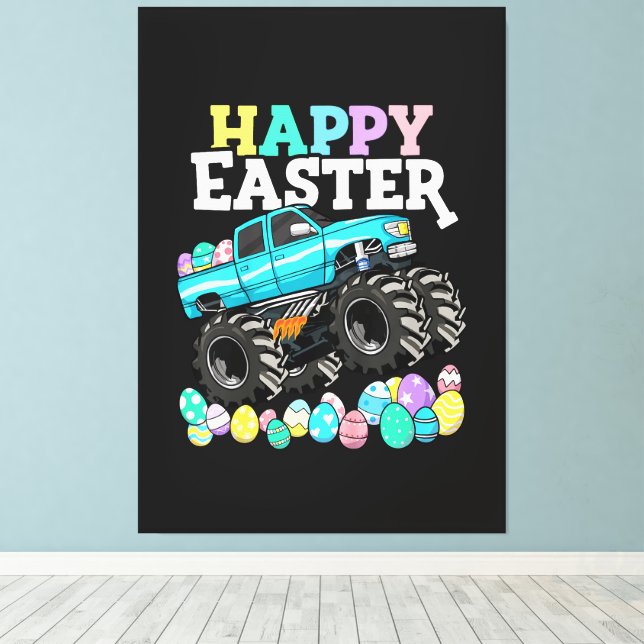 Lienzo Felices Huevos de Pascua de Camiones Monstruo (Insitu (piso de madera))