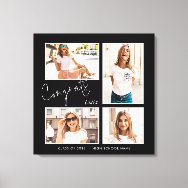 Lienzo Felicitaciones 2024 Graduado 4 Nombre Fotográfico  (Anverso)