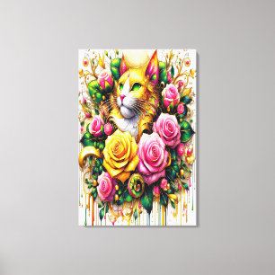 Lienzo Felino en medio de una vibrante floración floral 6