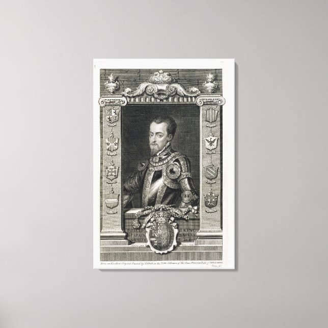 Lienzo Felipe II (1527-98) Rey de España de 1556, engra (Anverso)