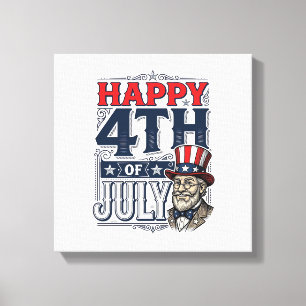 Lienzo Feliz 4 de julio Diseño de camiseta patriótica vin