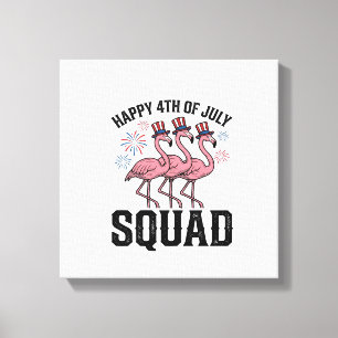 Lienzo Feliz 4 de julio Flamingo Squad Diseño Vectorial_1