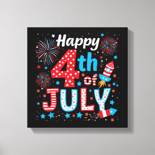 Lienzo Feliz 4 de Julio Patriótica Bandera Americana EEUU