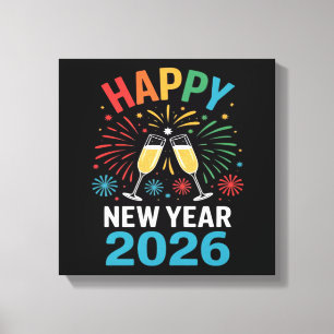 Lienzo Feliz Año Nuevo 2026 Fiesta Divertida Nochevieja 2
