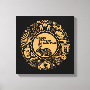 Lienzo Feliz Año Nuevo Chino del Conejo