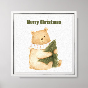 Lienzo Feliz árbol de Navidad de Oso