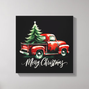 Lienzo Feliz Árbol De Navidad En La Familia Vintage Del C