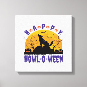 Lienzo Feliz Aullar O Ween Aullando Halloween Perro Esenc