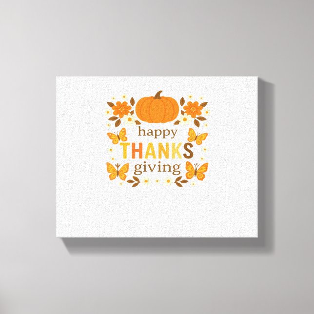 Lienzo Feliz Día de Acción de Gracias Calabaza Floral Clá (Anverso)