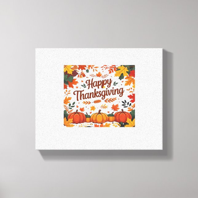 Lienzo Feliz Día de Acción de Gracias - Calabazas de otoñ (Anverso)