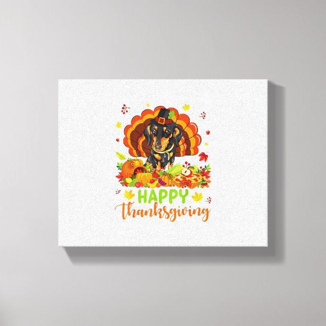 Lienzo Feliz Día de Acción de Gracias, perro de Dachshund (Anverso)